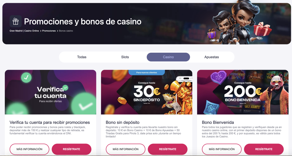 Bonos y Promociones de Casino Gran Madrid